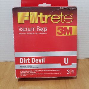Filtrete Dirt Devil‎ Type U Vacuum Bags Pkg. of 3 New in Box